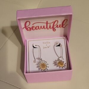 Silver and Gold Sunflower Earrings Bella Jack